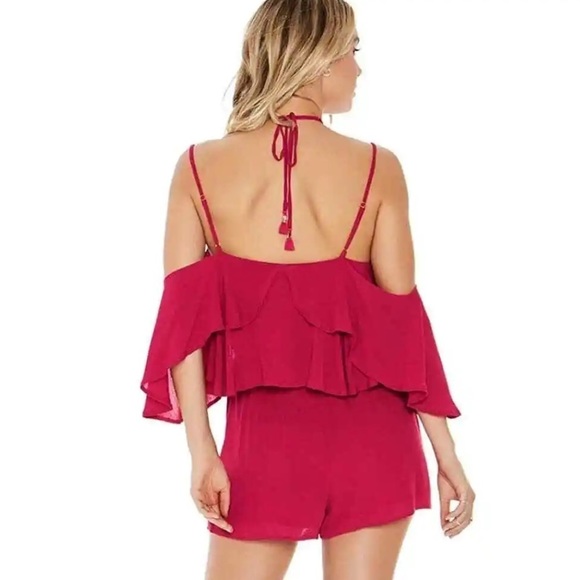 NWT L*Space Seaside Ruffle Romper in Cherry Red Size Medium‎ - Picture 15 of 16